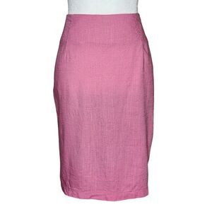 Pepaloves Linen/Cotton Blend Pencil Skirt Pink Exposed Zipper Women's Size Large